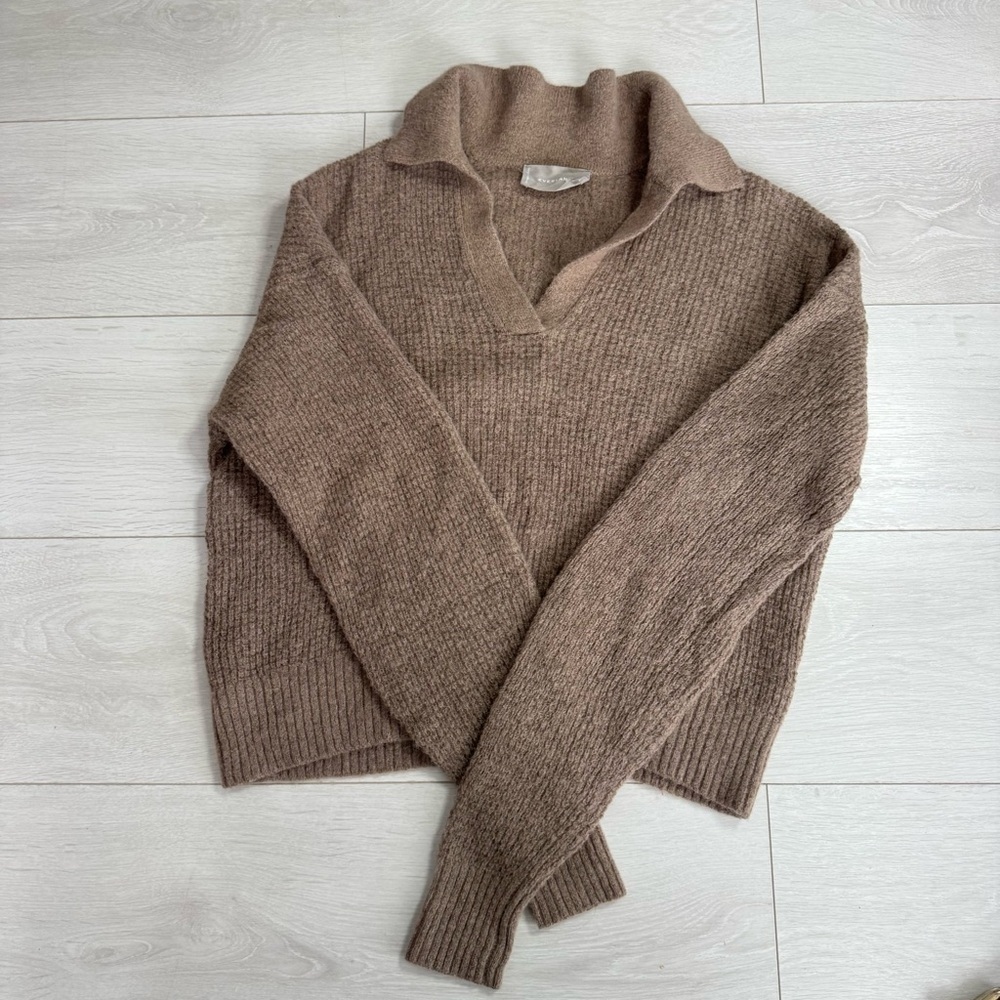 Everlane Alpaca and Wool Blend Collared Knit Sweater